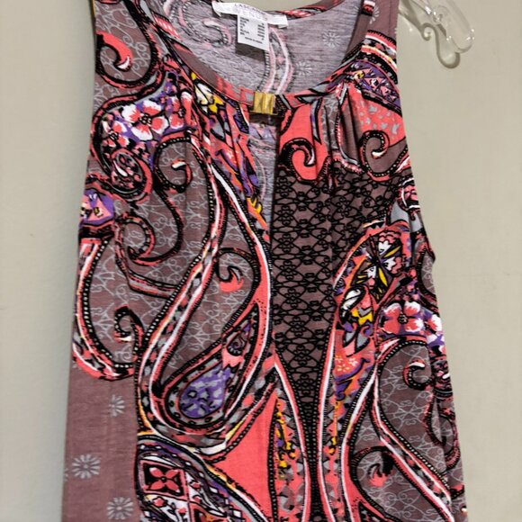 Lascana for Venus Womens Paisley Multicolored Key Hole Neck Shirt Top Small - Picture 3 of 4